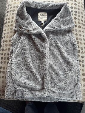 dylan Light Gray Plush Fuzzy Vest